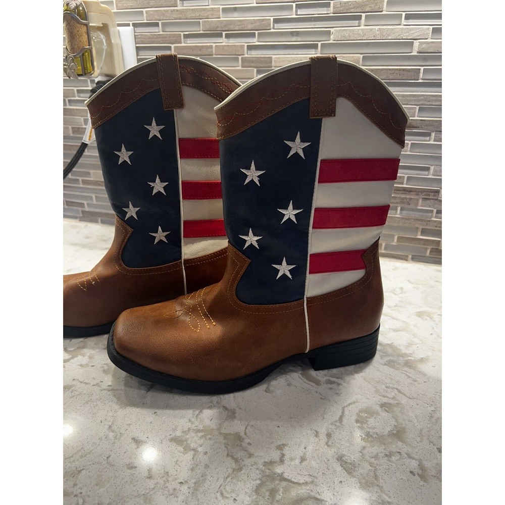 Cutest Little Kids Square Toe American Flag Boots 5 Patriotic Flag USA unisex